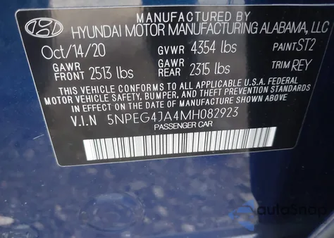 2021 Hyundai Sonata Se z USA, uszkodzony, nr VIN 5NPEG4JA4MH082923